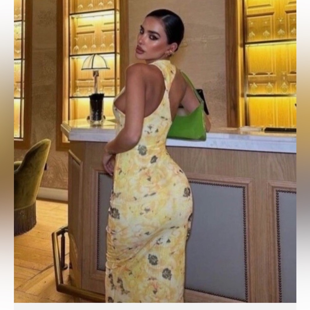 Zara Yellow Floral Midi Dress